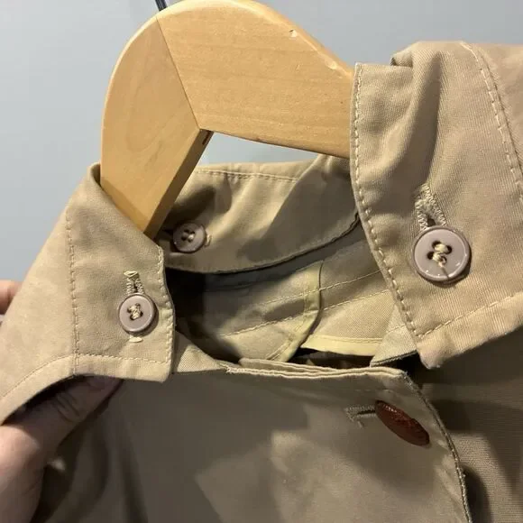 Vintage Union Made Misty Harbor Petite 4 Trench Coat Tan Plaid Lined Belted - Picture 7 of 16